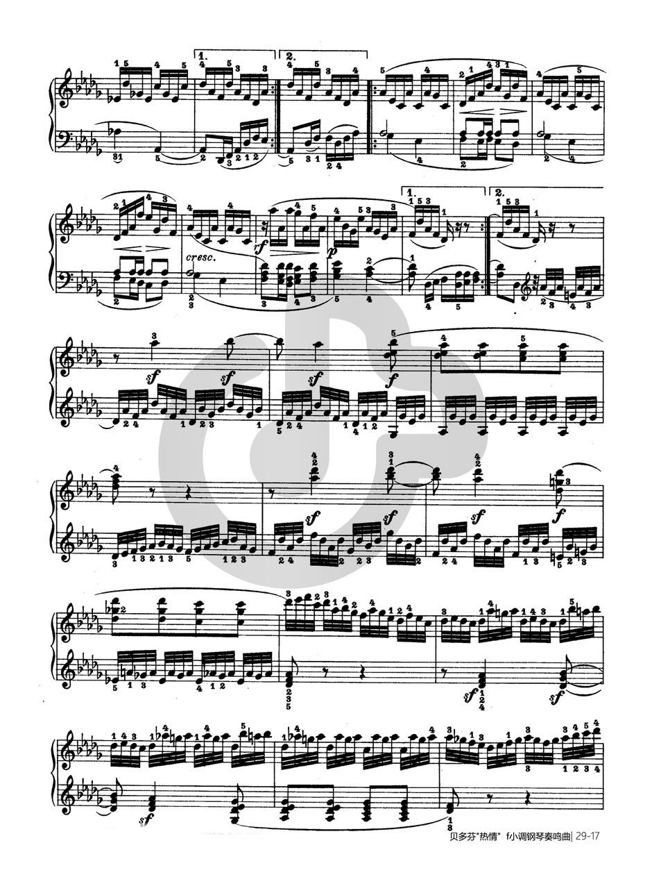 热情奏鸣曲-作品57号(第二十三钢琴奏鸣曲)-贝多芬-beethoven