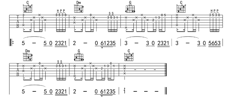 赵雷《玛丽》C调吉他谱
